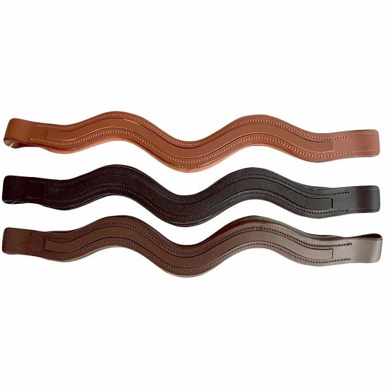 (Double U) Wave Empty Channel Leather Padded Horse Bridle Brow-Band