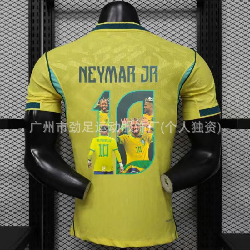 Brazil National Team Home Away Soccer Jersey Neymar 10 Crown Print Fan Edition Short Sleeve Football Shirt