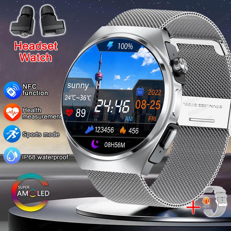 Наушники Умные Часы Для Android iOS С Наушниками TWS Звонки Bluetooth 2 в 1 Наушники Пульс Кислород в Крови Спорт Умные Часы NFC
