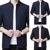 Мужское весенне-осеннее пальто с воротником-стойкой, однотонный кардиган на молнии с длинными рукавами, облегающий деловой костюм с карманами, мужской костюм, куртка