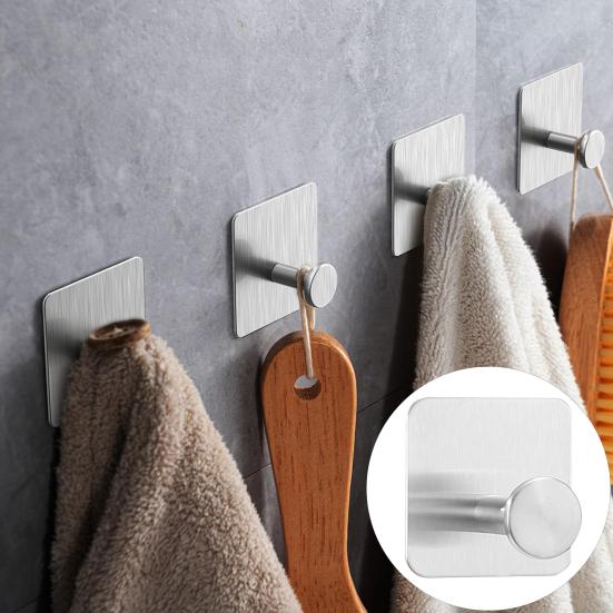 4Pcs Wall Hook Stylish Versatile Self-Adhesive Hooks Bathroom Shower Organizer for Towels Robes Clothes