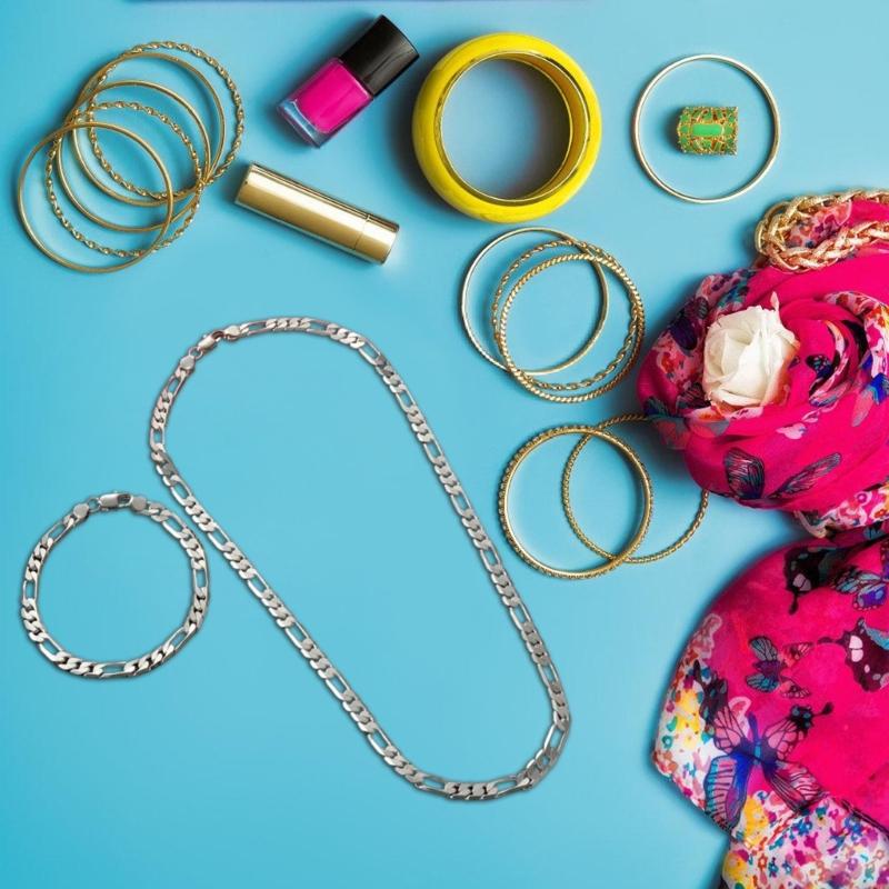 Fashionable Chain Necklace Metal Jewelry Set Metal Necklace Set Chain Link Party Accessories Chain Jewelry Metal Texture