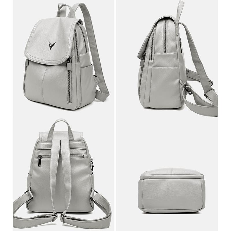 Backpack for Women PU Leather Shoulder Bag Rucksack Women's Knapsack Travel School Bags for Teenage Girls Back Pack