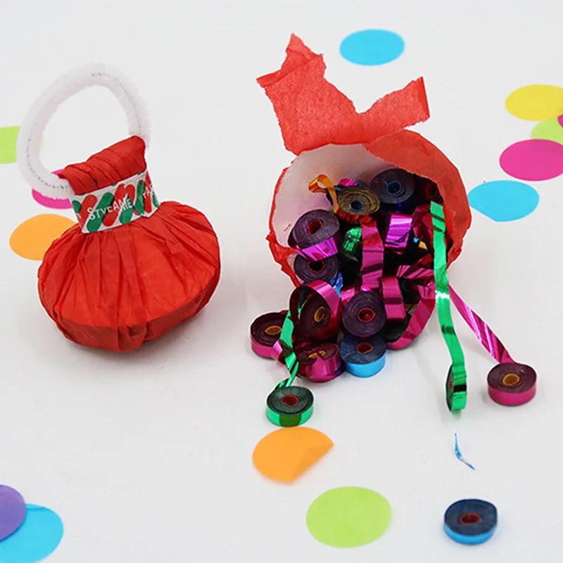 10PCS Party Supplies Colored Paper Pull Flowers Wedding Hand Thrown Ribbon Spray Confetti Fireworks Bouquet Atmosphere Props