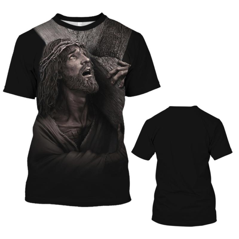 Fashion Jesus 3D Print T Shirt For Men Street Trend Short Sleeves Top Summer Oversized T-Shirt Clothes Casual O-neck Sweatshirt
