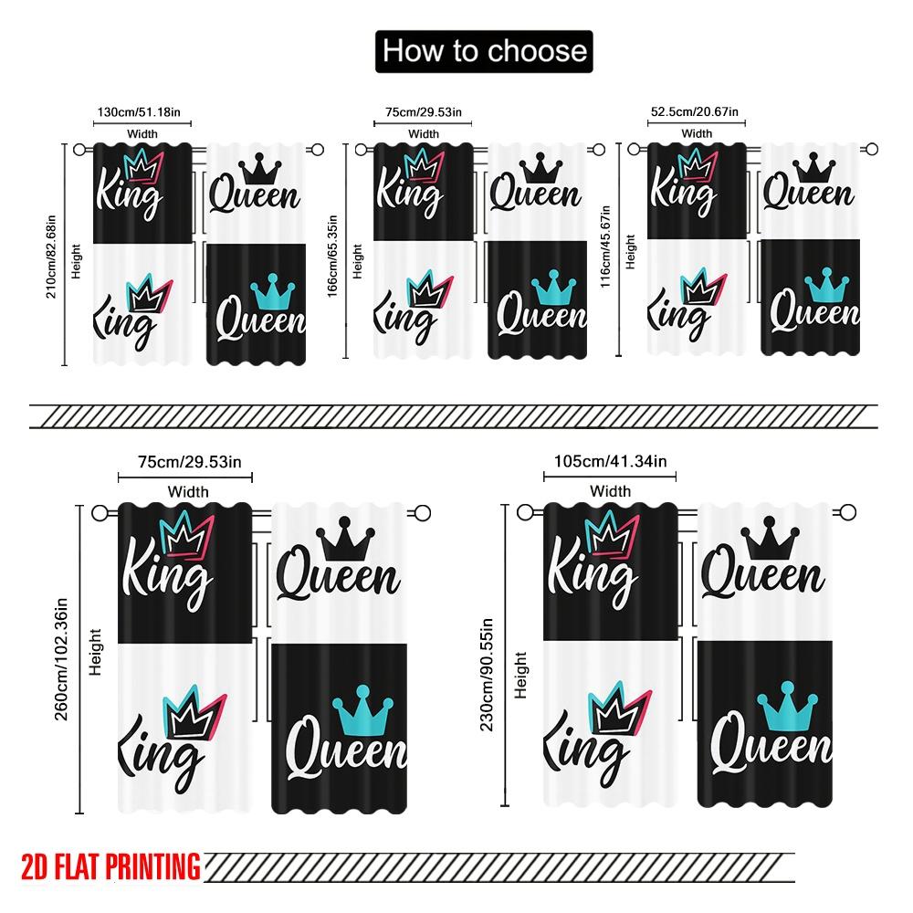 2pcs,2D plane printing Print Curtains Crown of King and Queen4 100% Polyester (without rod) Festive Ldeal for Living Room and