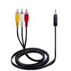 1M DVD TV Male To Male Audio Video Laptop 3.5mm Jack To 3 RCA AUX Cable Adapter Wire AV Cable