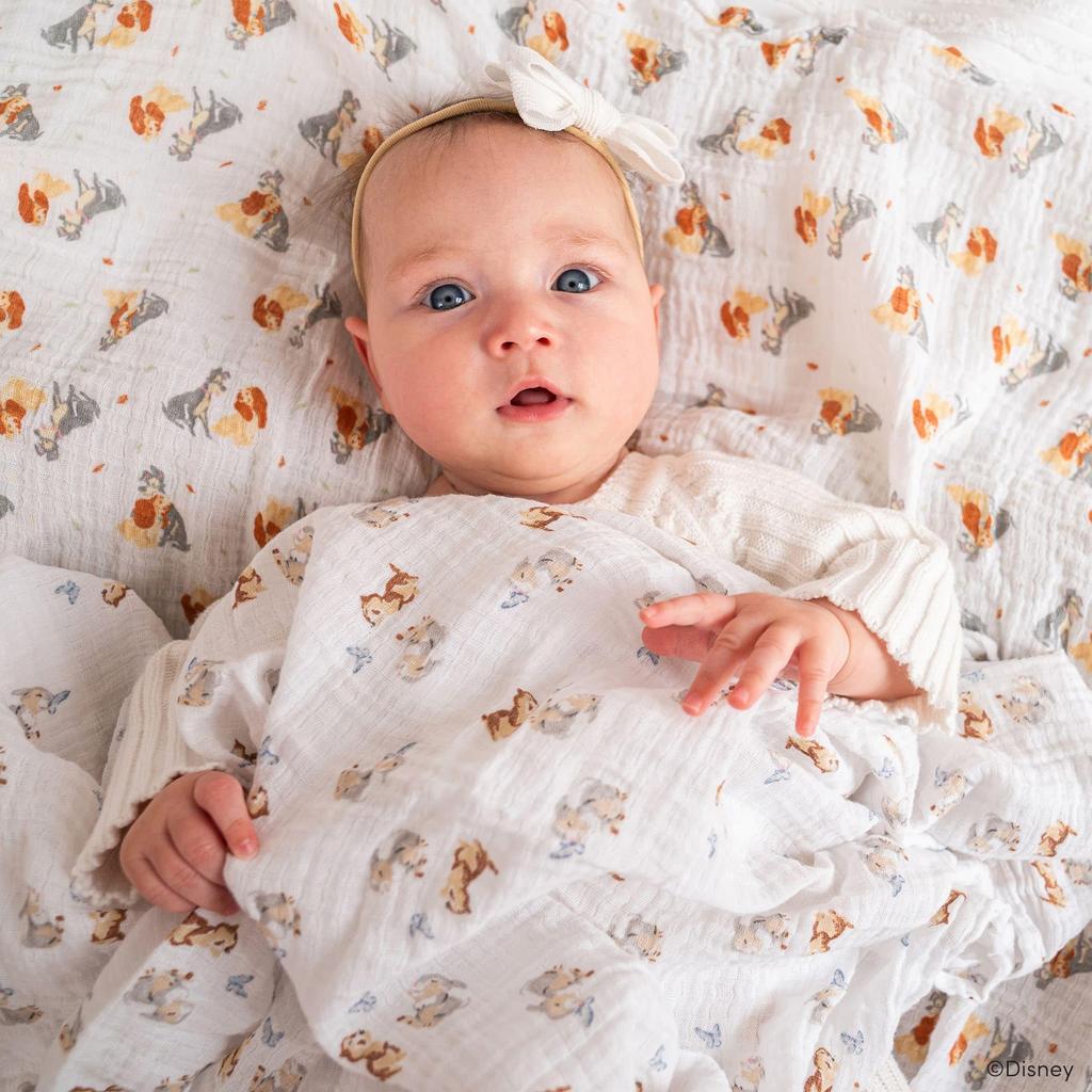 Aiden and Anais Authentic Japanese Swaddle Set of 4 Newborn Night Cry Prevention Gauze Baby Baby Gift Aden Anais Essentials Disney Friends ESWC40029DI