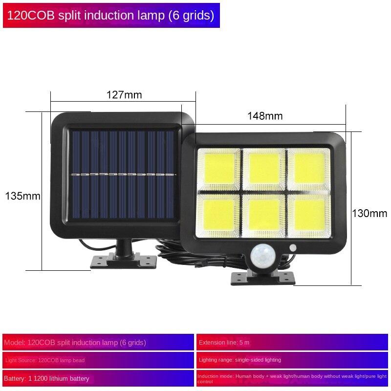 56LED индукционный настенный светильник водонепроницаемый сплит-солнечный светильник 100COB с разделением человеческого тела индукционный дворовый светильник гаражный светильник