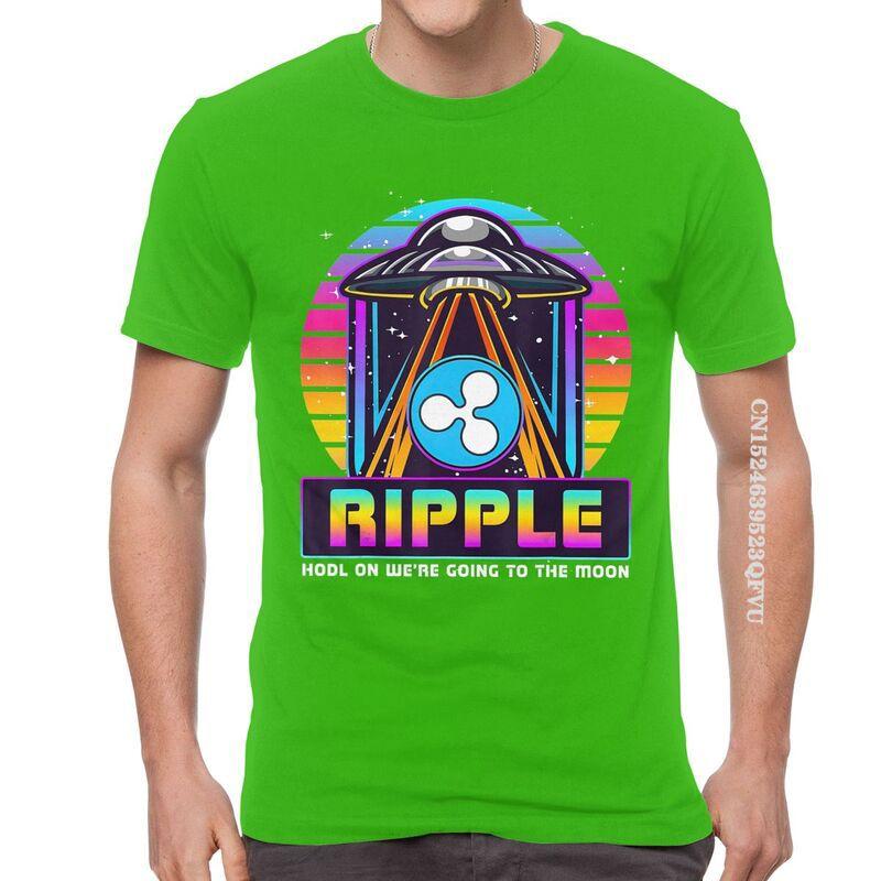Mens Ripple XRP HODL On We Are Going To The Moon T Shirts Vaporwave Bitcoin Tshirt Hip Hop T Shirt Cotton Oversized Tee Tops