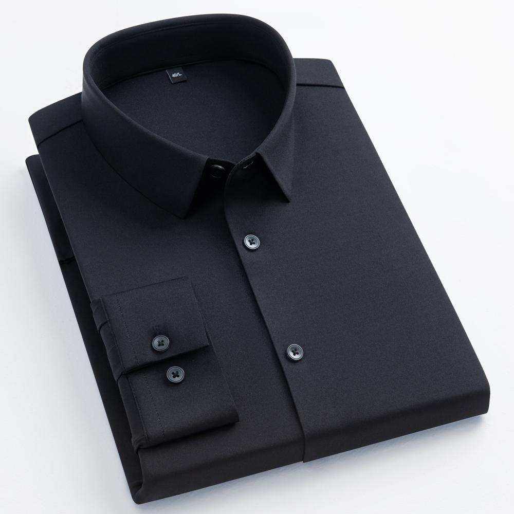 Мужская рубашка с длинным рукавом, не требующая глажки, влагоотводящая, тянущаяся в 4 направлениях, супермягкая, повседневная, на пуговицах