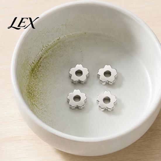 Powder Sifter Weight 3/4Pcs Flower-Shaped Matcha Sifting Bead, Stainless Steel Beads Weight, Japanese Tea Ceremony Tool for Clump-Free Flower