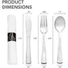 Party Supplies Wrapped Silverware Set Disposable Pre Rolled Napkin and Cutlery 25 Units Spoons Forks Knives Silver