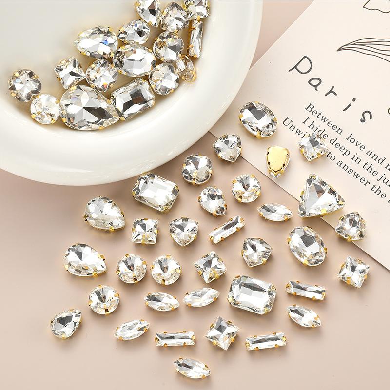 Поставка Стеклянная дрель-коготь, сшитая вручную, пряжка из алмазного кристалла, своими руками, свадебная одежда, аксессуары для волос, пряжка для обуви, аксессуары, смешанные 50 шт.