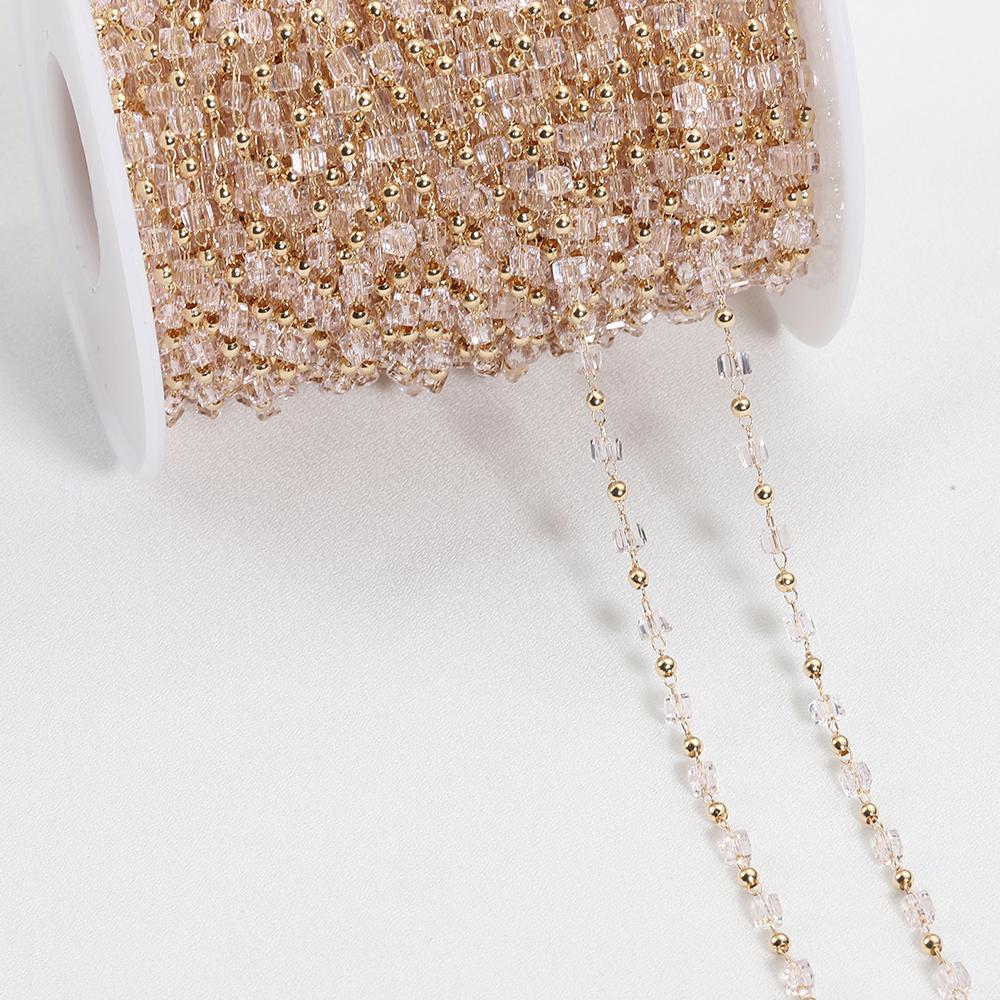 1Meter Crystal Cube Bead Chain Macaroon Colorful Bohemian Square Beads Chain for Necklace Bracelets Jewelry Making DIY