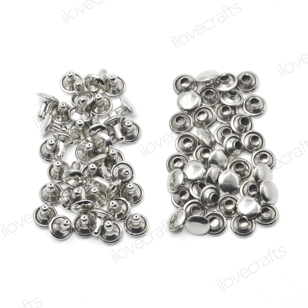 100 комплектов шпилек с заклепками и заклепками для изделий из кожи 5 мм, 6 мм, 7 мм, 8 мм, 9 мм, 10 мм, 12 мм