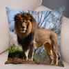 Africa Lion Pillow Case Decor Wild Animal Pattern Print Pillowcase Super Soft Plush Cushion Cover for Car Sofa Home 45x45cm