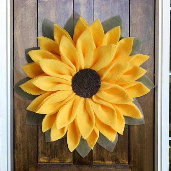 Подсолнуховый венок 16,54 дюйма для входной двери, искусственная подсолнуховая мешковинная гирлянда, фермерский дом, подвесная уличная приветственная табличка для дома, стены, сада, двора