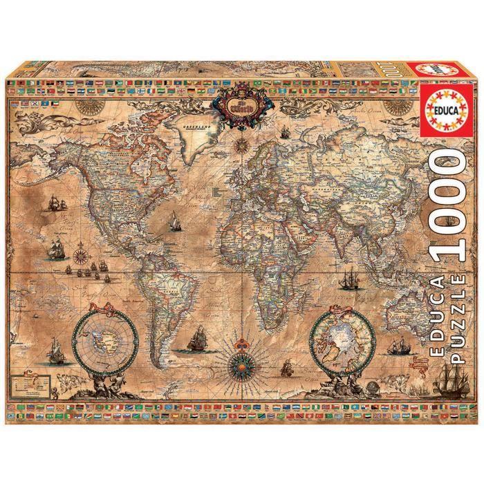 Puzzle - EDUCA - World Map - 1000 Pieces - Adult - Travel and Maps