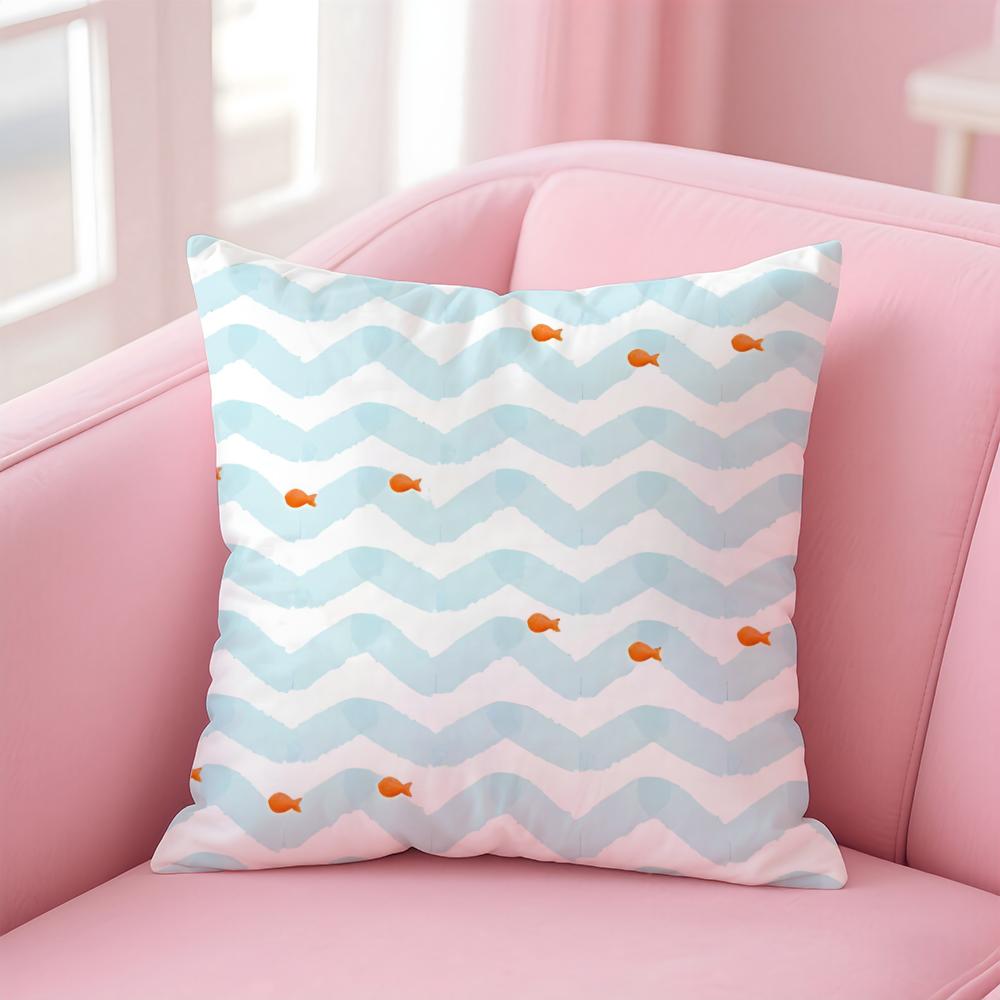 Cute and Childlike fishes Cushion Cover Pillow Case Soft Skin Friendly Fabric Concealed Zipper