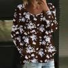 Женский повседневный модный свободный топ с круглым вырезом и цветочным принтом, с длинным рукавом