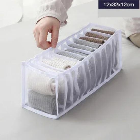Dormitory Bra Closet Organizer for Socks Home Separated Underwear Storage Box 7 Grids Bra Organizer Foldable Drawer Organizer