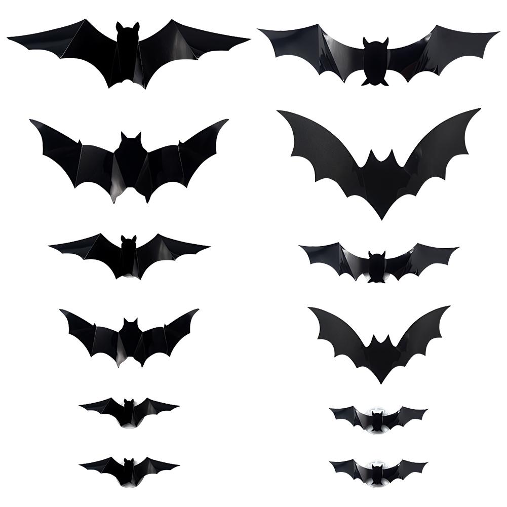 60 PCs Halloween Bats Wall Decor Battery Powered Bats Decorations Wall Stickers for Halloween Party Bedroom Window Decorations