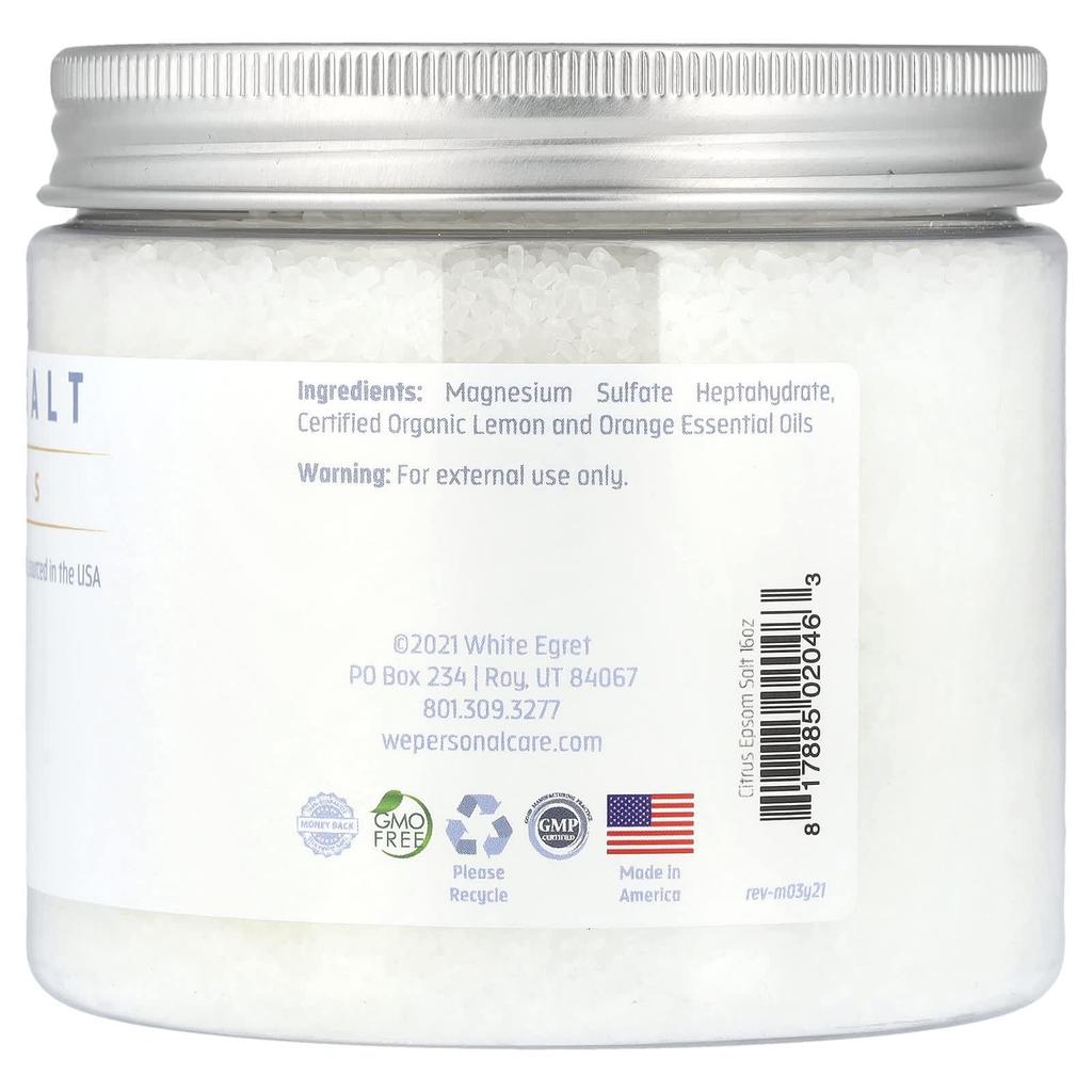 White Egret Personal Care Epsom Salt, Citrus, 16 Oz (454 G)
