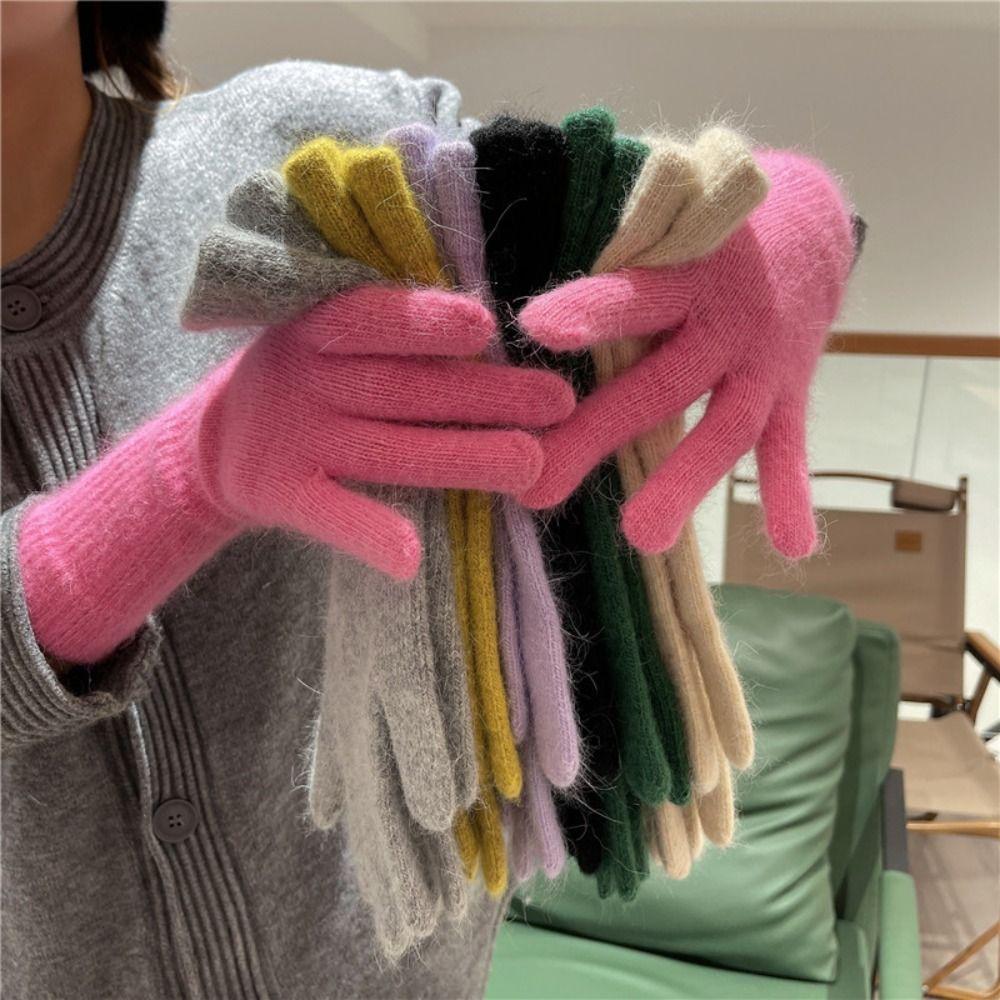 Full Fingers Long Wrist Gloves Rabbit Wool Winter Mittens Fashion Woolen Gloves Autumn Winter
