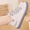 2024 Autumn/Winter Women's Fashionable Mid-Top White Sneakers, Genuine Leather Elastic Strap Flat Sole Casual Shoes, Trendy Sports Slip-Ons