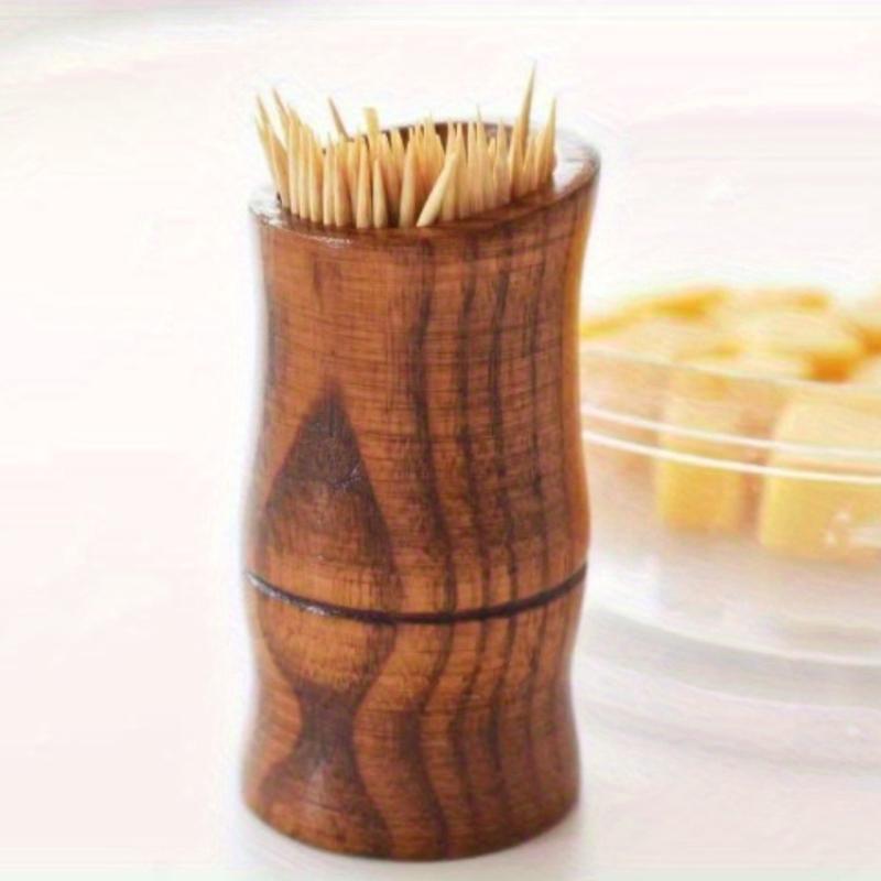 1PC Creative Bamboo Tube Shape Toothpick Holder Personality Household Solid Wood Toothpick Tank Living Room Kitchen Portable Wooden Toothpick Box