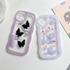 Transparent Wave Edge Painted Silicone Case for Xiaomi Redmi Note 10 11 12 iPhone 15 14 13 11 Samsung A54 A34 A24 Funda Black Colorful Butterfly Cover