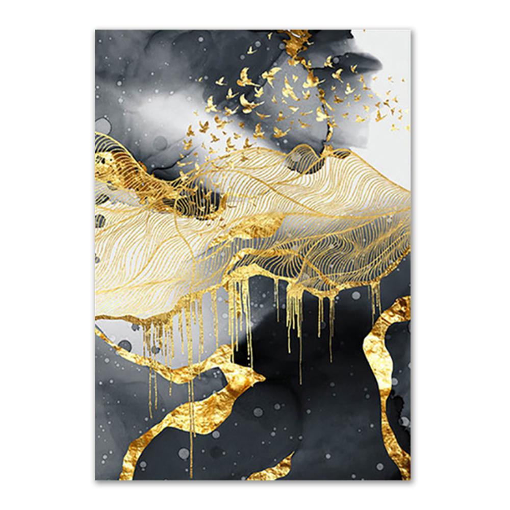 Golden Black Marble Canvas Art Luxury Painting Decoration Home Wall Art Picture for Living Room Canvas Wall Art Pictures Decor