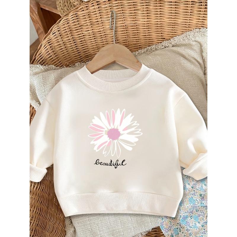 Kids Crewneck Pullover Sweatshirt, Floral Graphic Print