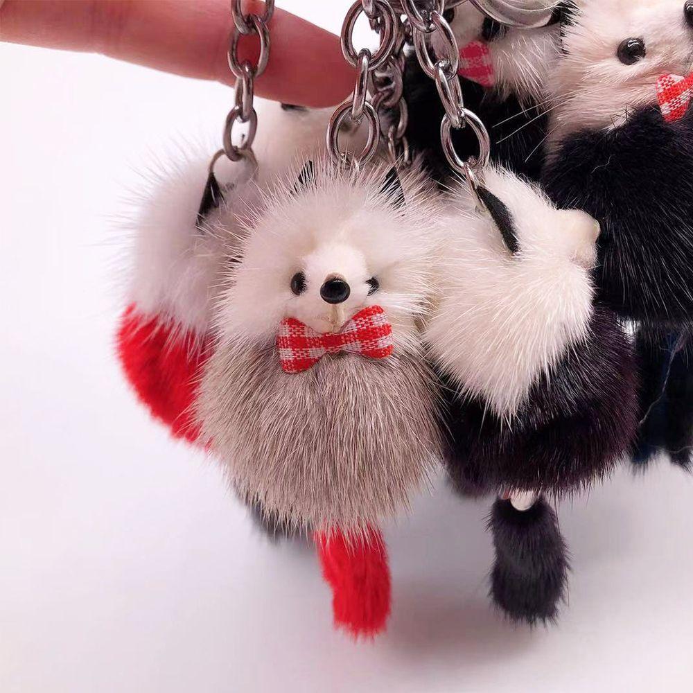 Decor Women Fur Ball Backpack Pom Accessories Car Keyring Keychain Key Chains Mink Fur Key Ring