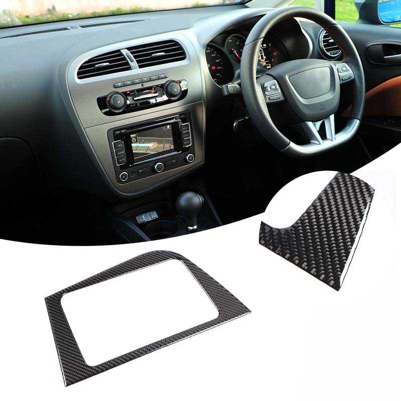 Для Seat leon 2005-2012 наклейка из настоящего углеродного волокна LHD RHD накладка на CD-панель автомобиля аксессуары для модификации интерьера автомобиля