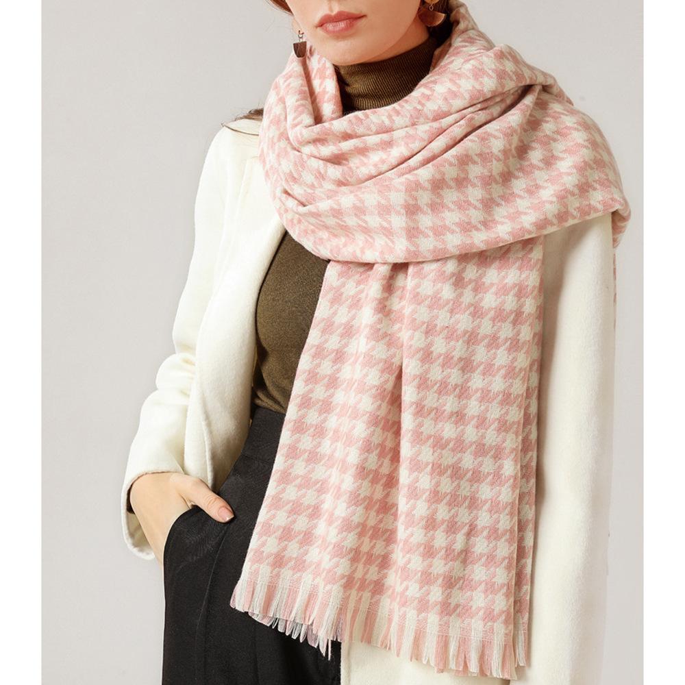 Autumn and Winter New Imitation Cashmere Classic Black Thousand Birds Check Scarf Female Warm Long Neck Large Shawl