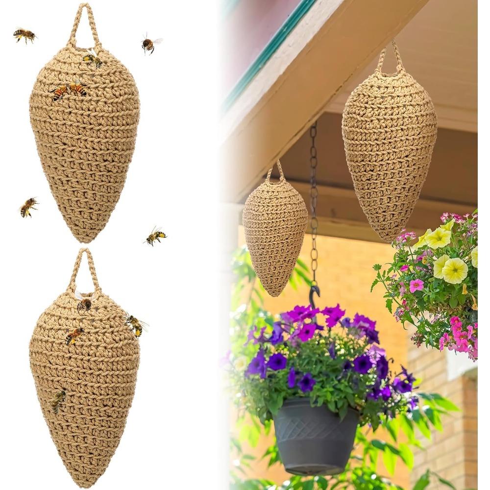 Crochet Wasp Nest Decoy Wasp Deterrent Decoy Faux Hornets Nest Repellent Hanging Wasp Nest Decoy for Housewarming Gift