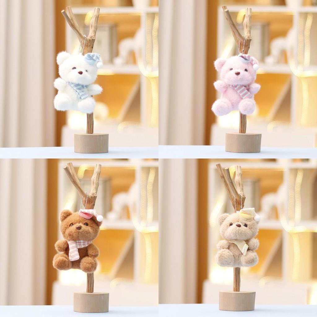 Santa Hat Bear Plush Toy Soft Stuffed Animal Keychain For Holiday Gift