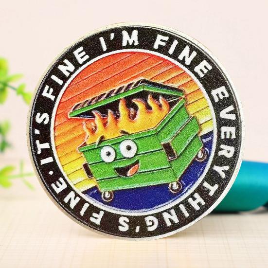 1/2/5 шт. монета в виде пламени мусорного контейнера, резная памятная медаль, медальон из металла, круглая коллекционная монета, украшение для домашнего офиса и стола