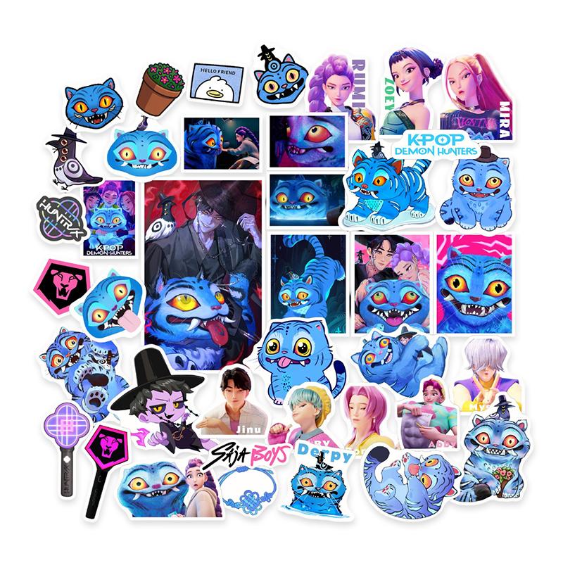 40 Pcs Anime Kpop Demon Hunters Stickers Demon Hunters Tiger Diy Stickers Scrapbooking Phone Luggage Skateboard Waterproof Decal