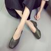 2024 модная нескользящая обувь на низком каблуке, женская летняя и осенняя повседневная кожаная обувь с квадратным носком, простая обувь с неглубоким носком