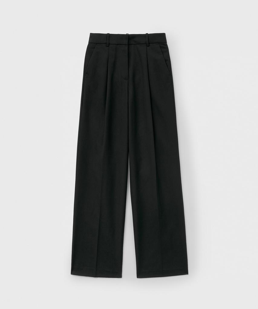 MONGDOL Однотонные широкие брюки со складками Черный Mdpt025Black