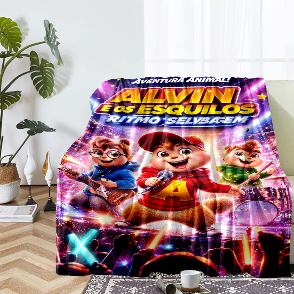 Alvin and the Chipmunks Theme Printed Blanket - Perfect for Couch, Bed, Travel & Outdoor Use | Machine Washable, Cozy & Durable.