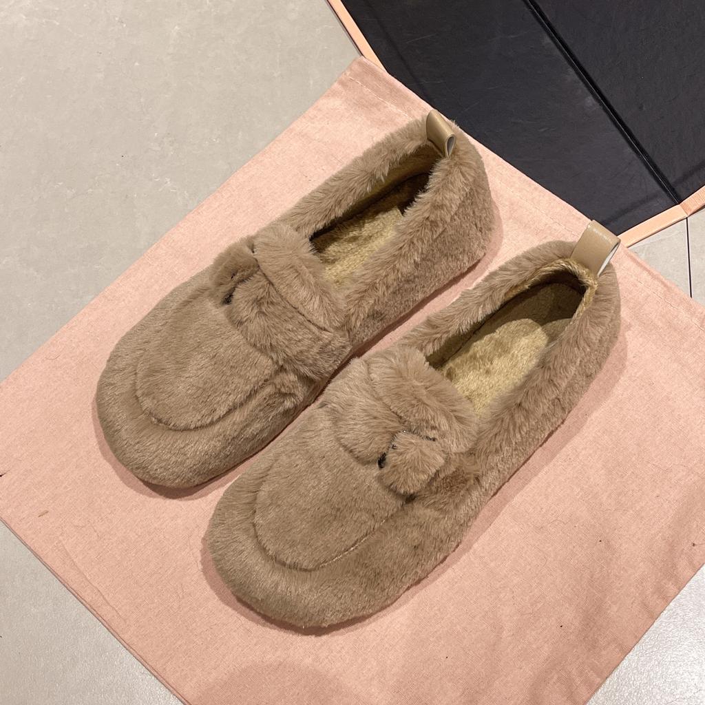 2024 New Autumn Winter Women Casual Flats Women's Moccasins Soft Loafers Fashion Comfort Warm Plush Slip On Female Cotton Shoes