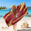San Francisco 49ers Customized Name Text Beach Towel, Soft Absorbent Towel Beach Pool Travel Personal Gift