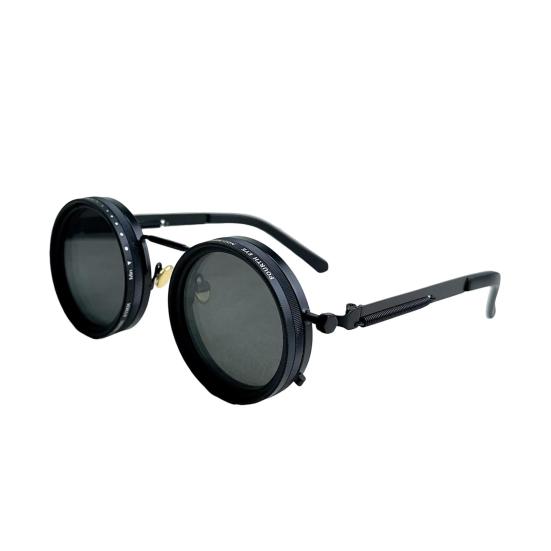 Round Polarized Sunglasses 1-9 Gears Adjustable Tint Sun Glasses with ND Filter Lenses for Men Beach Shady Fishing Driving