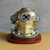 45.72 Cm US Navy Mark V Diving Helmet Wit Wood Base Replica Brass Copper Gift Item Home Decor