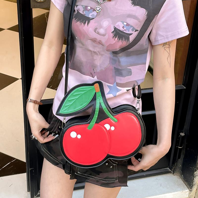 Kawaii Мода Сумка-клатч в форме вишни Женская Маленькая Вместимость Водонепроницаемая Красный Фрукт Сумки через плечо для женщин Креативная ПУ Сумка-кошелек на плечо