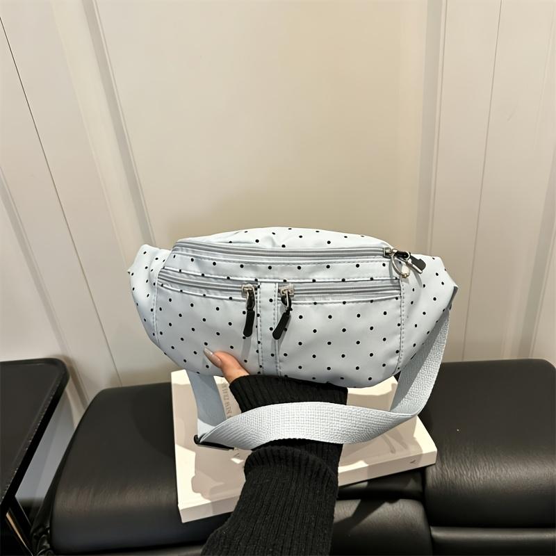 Women's crossbody bag, polka dot chest bag, unisex waist bag with multiple zippered pockets, underarm/shoulder bag, portable chest bag/phone pouch.